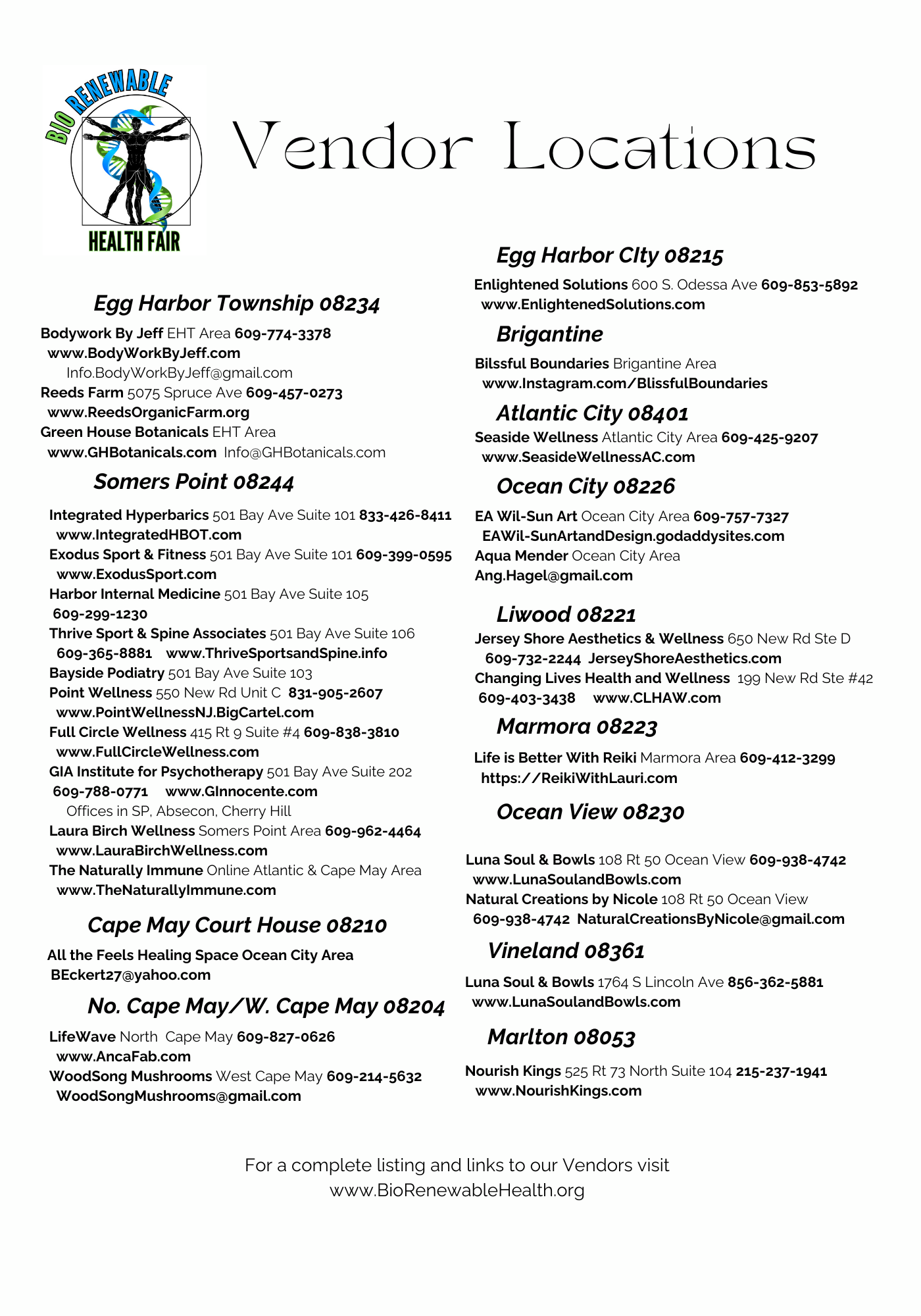 2025 vendor map, long version for print